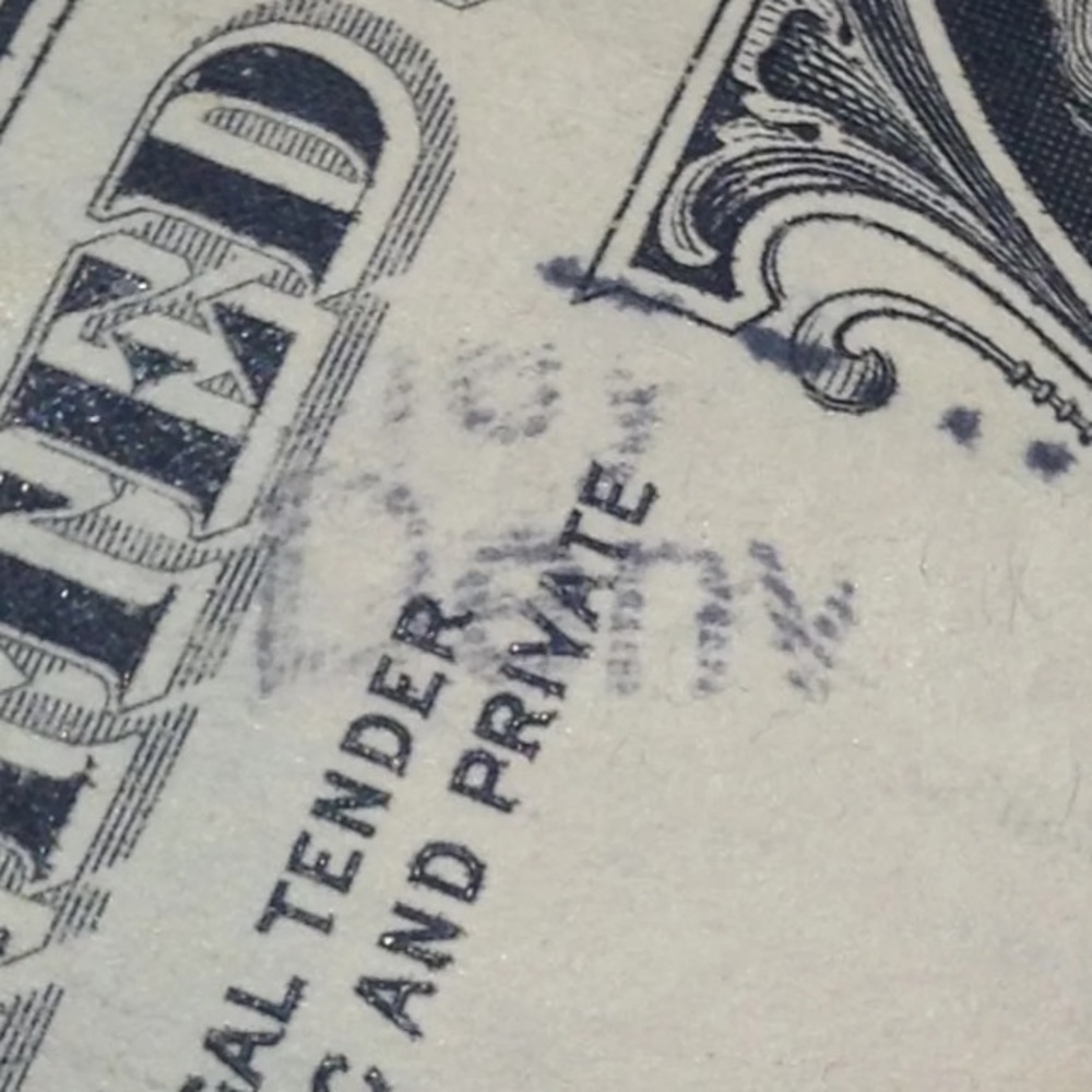 One Of A Kind Ink Error "Denver" $1 Bill
